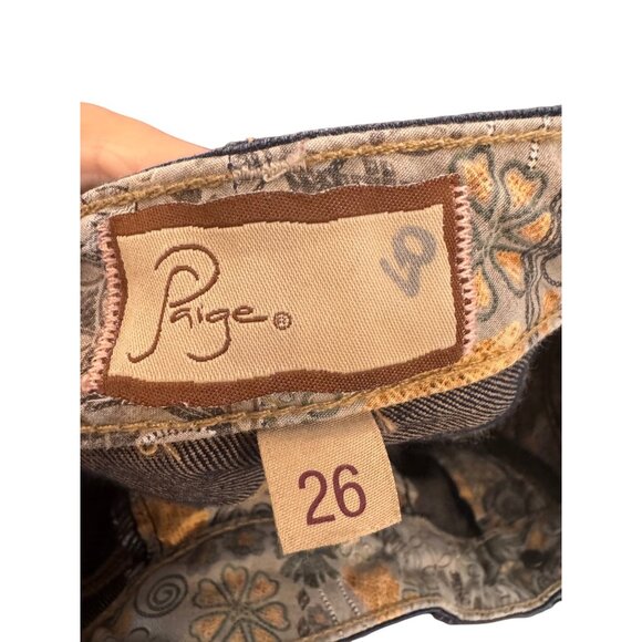 Paige Canyon Flare Womens Size 26 Dark Wash Flared Denim Jeans Made In USA - Picture 5 of 7